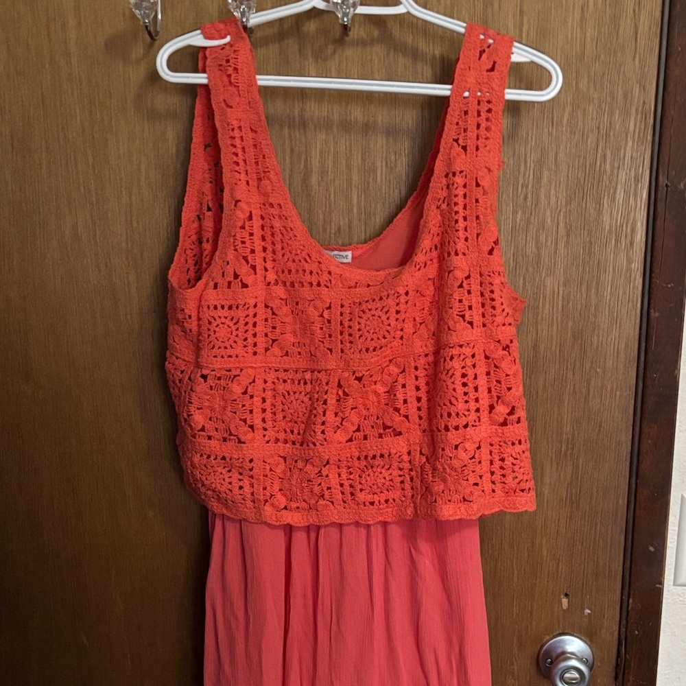 Chic Coral Crochet Jumpsuit